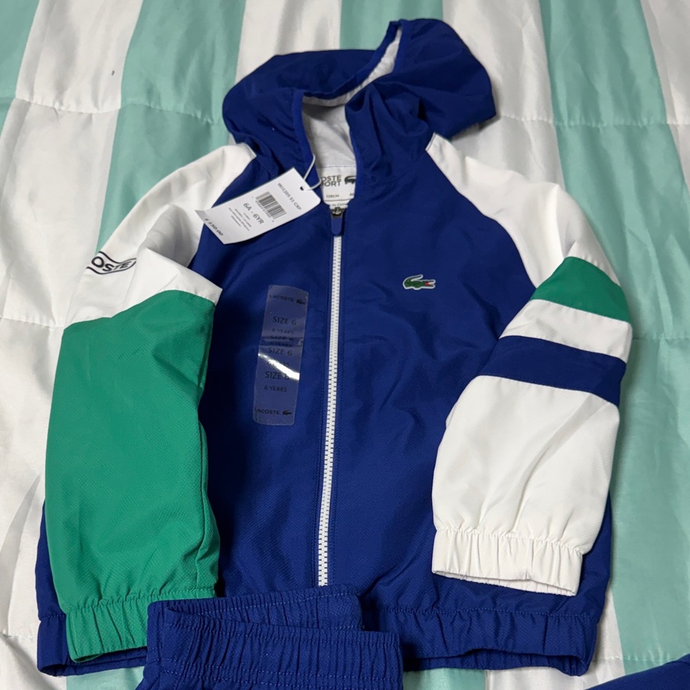 Lacoste Blue and Green Tracksuit with White Accents for kid